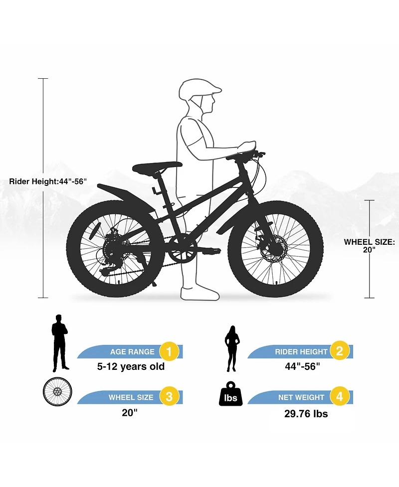Streamdale 20" Kids' Fat Tire Mountain Bike (5+ Years)