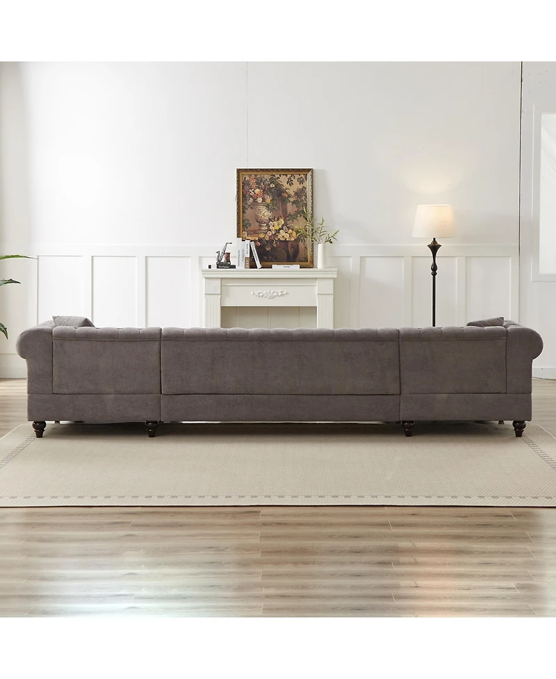Streamdale Modern Chenille U-Shaped Sofa with Chaises and Pillows