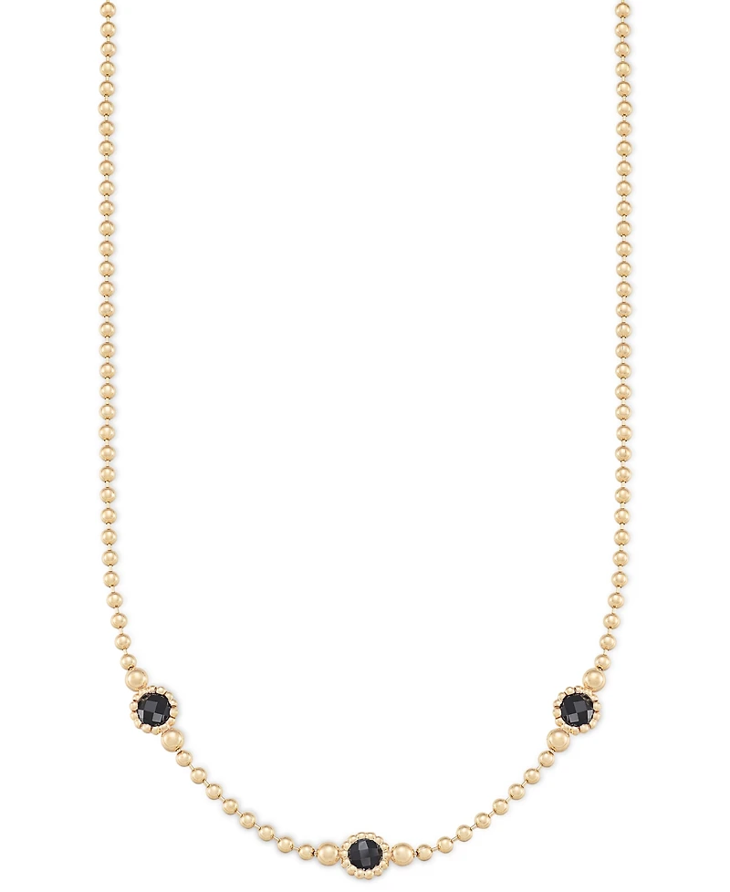 Amethyst Three Stone Bezel 18" Collar Necklace (3 ct. t.w.) 14k Gold-Plated Sterling Silver (Also available Onyx)