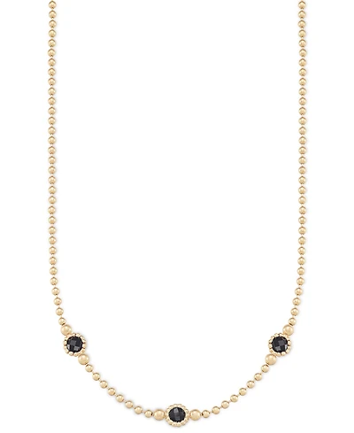 Amethyst Three Stone Bezel 18" Collar Necklace (3 ct. t.w.) 14k Gold-Plated Sterling Silver (Also available Onyx)