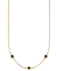 Amethyst Three Stone Bezel 18" Collar Necklace (3 ct. t.w.) 14k Gold-Plated Sterling Silver (Also available Onyx)