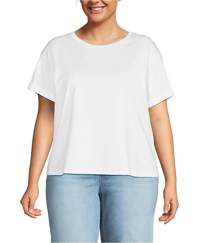 Lands' End Plus Oversized Supima Short Sleeve Crew Neck T-Shirt