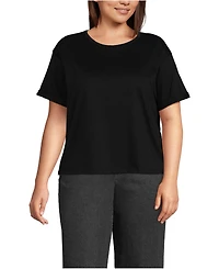 Lands' End Women's Plus Oversized Supima Short Sleeve Crew Neck T-Shirt