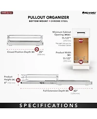 Rev-a-Shelf Kitchen Cabinet Pullout Shelf Organizer, 12 x 20 In, 5WB1-1220CR-1