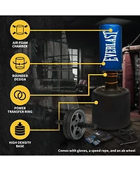 Everlast Powercore Free Standing Heavy Duty Fitness Training Bag with Kit, Blue