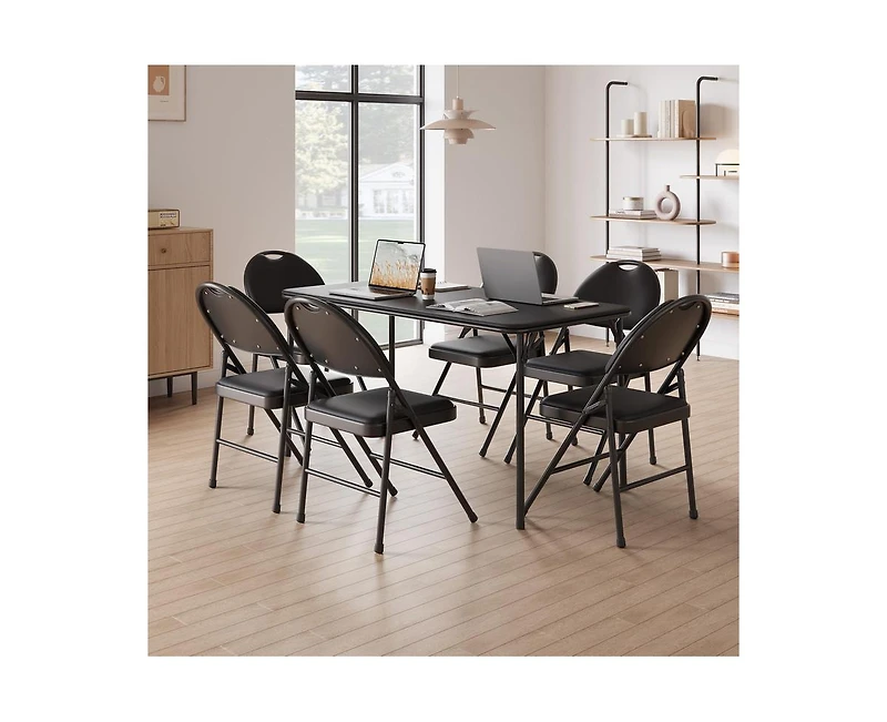 gaomon Folding Chairs 4 Pack, Portable Metal with Cushions and Non-Slip Feet Pads for Home Office, Indoor Outdoor Events
