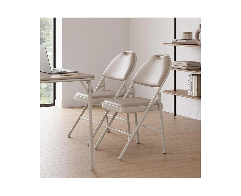 gaomon Folding Chairs 4 Pack, Portable Metal with Cushions and Non-Slip Feet Pads for Home Office, Indoor Outdoor Events