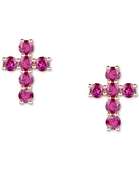 Lab Grown Sapphire Cross Stud Earrings (1 ct. t.w.) 10k White Gold (Also Grow Ruby, Pink Sapphire, & Opal)