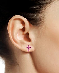 Lab Grown Sapphire Cross Stud Earrings (1 ct. t.w.) 10k White Gold (Also Grow Ruby, Pink Sapphire, & Opal)