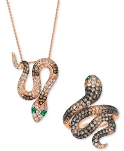 Le Vian Ombre Chocolate Ombre Diamond Costa Smeralda Emeralds Snake Ring Necklace