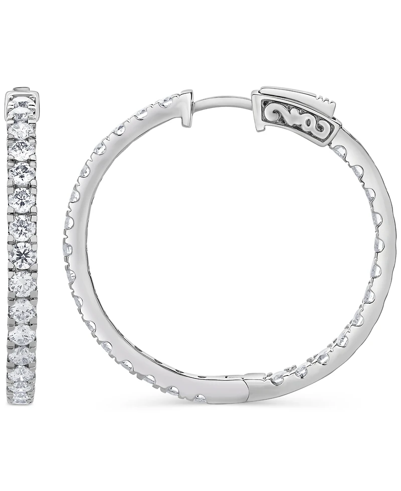 Diamond In & Out Hoop Earrings (3 ct. t.w.) in 14k White Gold