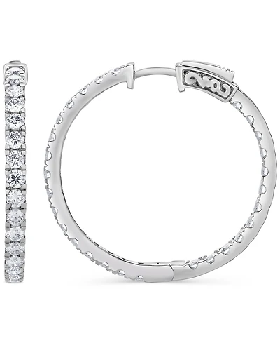 Diamond In & Out Hoop Earrings (3 ct. t.w.) in 14k White Gold
