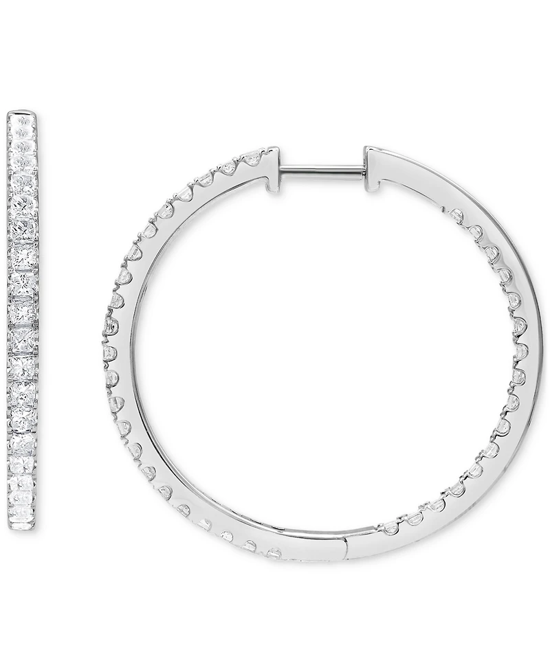 Diamond In & Out Hoop Earrings (2 ct. t.w.) in 14k White Gold