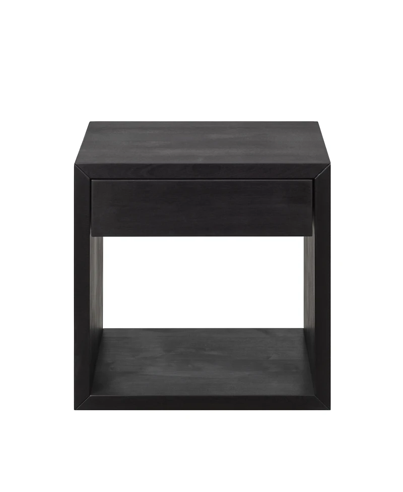 Woodek Floating Nightstand, Set Of 2 Medium Mid-Century Modern Solid Hardwood With Drawer - Bedside Table For Bedroom