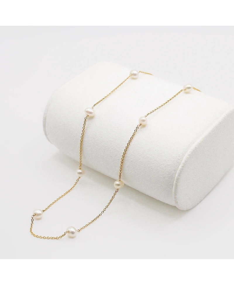 Non-Tarnishing Gold Filled Dainty Chain With 4mm Freshwater Pearls Necklace