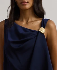 Lauren Ralph Lauren Women's Ruffle-Trim Satin Shift Cocktail Dress