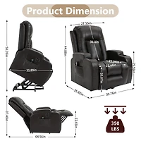 Power Lift Recliner Chair for Elderly Heavy Duty Motion Mechanism with 8-Point Vibration Massage and Lumbar Heating Usb Charging Port