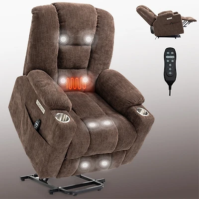 Boyel Living Large Power Lift Chair Recliner with Massage and Heat for Elderly Usb Type C Ports
