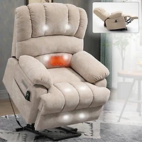 Boyel Living 23" Seat Width and High Back Large Chenille Power Lift Recliner Chair with 8-Point Vibration Massage Lumbar Heating
