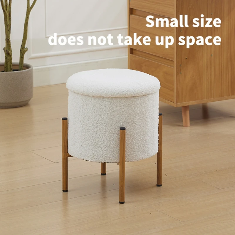 Streamdale Round Storage Ottoman with Removable Lid, White