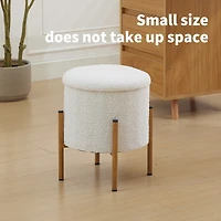 Streamdale Round Storage Ottoman with Removable Lid, White