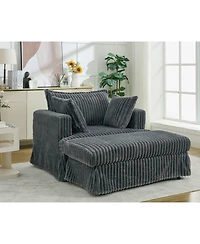 Streamdale Oversized Corduroy Chaise Lounge with Ottoman