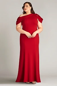 Tadashi Shoji Plus Size Copley Shoulder Drape Gown