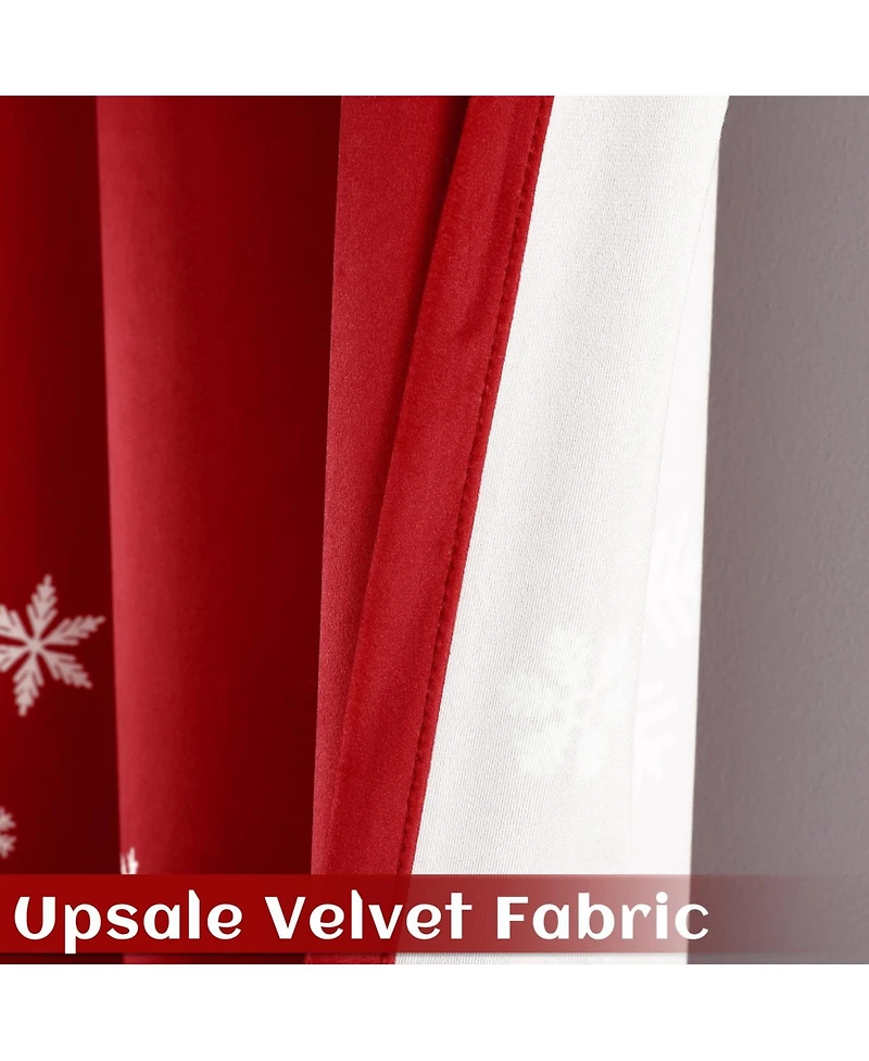 Christmas Curtains for Living Room, 84" Long Velvet Room Darkening Thermal Insulated Window Drapes for Holiday Decor