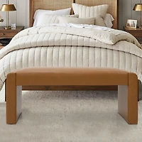 47" Faux Leather Upholstered Bedroom Waterfall Benches-Maison Boucle