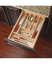 Rev-a-Shelf 7 Cutlery Compartment Tray Cabinet Insert Short, Wooden, 4WCT-1SH