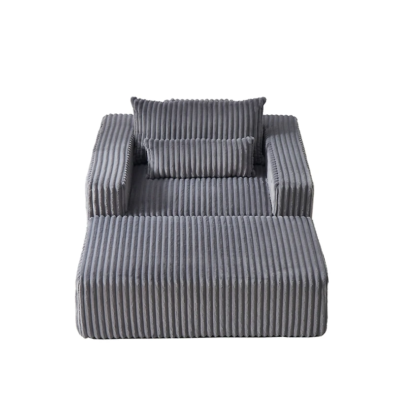 Streamdale Corduroy Sponge Sofa Lounge Chair with Removable Footrest