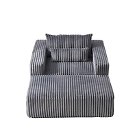 Streamdale Corduroy Sponge Sofa Lounge Chair with Removable Footrest