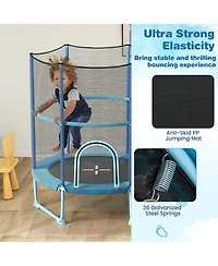 Gymax 60'' Trampoline for Kids w/ Gymnastic Bar Rings Foamed Handle No Gap Design
