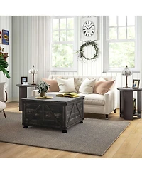 Homcom Farmhouse Table with Storage, Large Square Table,
