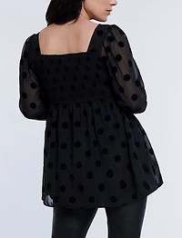 Motherhood Maternity Smocked Square Neck Long Sleeve Babydoll Top