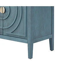Slickblue Retro Sideboard with Circular Groove Design and Round Metal Handles for Entrance, Dining & Living Rooms