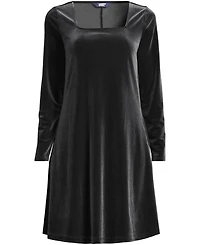 Lands' End Women's Knit Velvet Square Neck Dress