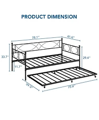 gaomon Twin Daybed with Trundle, Day Bed with Trundle Bed Twin, Twin Size Mattress Foundation