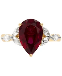 Grown With Love Lab Ruby (3-5/8 ct. t.w.) & Diamond (1/2 Pear Ring 14k Gold or White (Also Emerald La