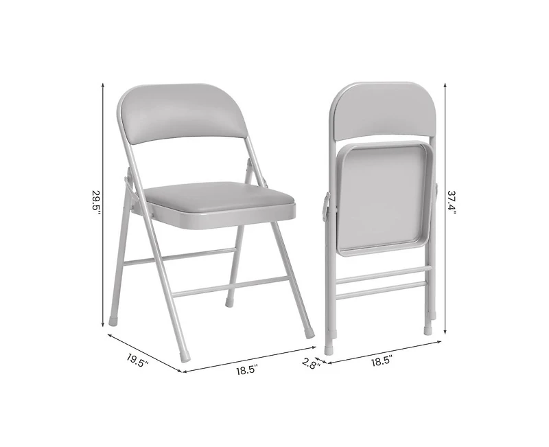2 Pack Beige Folding Chairs With Padded Cushion and Back, Folding Chairs for Outside, Foldable Chairs With Metal Frame Hold Up to 350 Lbs, Metal Chair