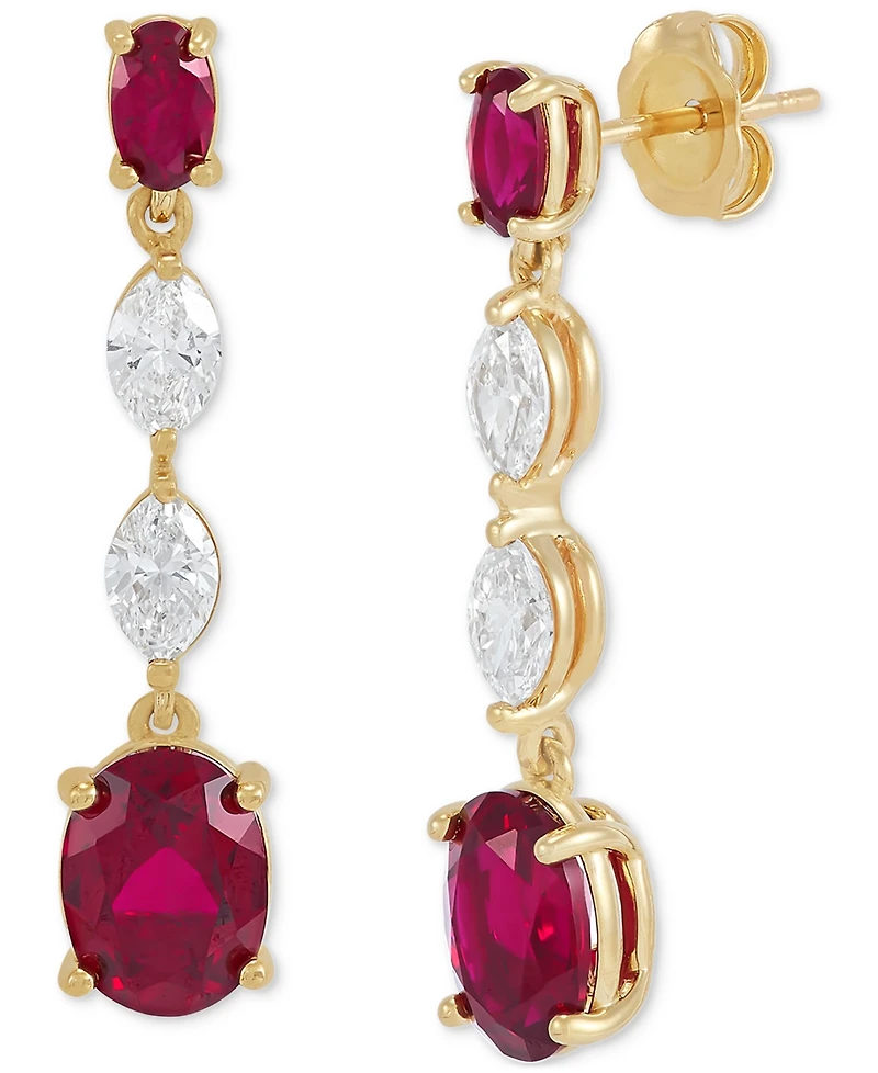 Grown With Love Lab Grown Emerald (2-3/4 ct. t.w.) & Lab Grown Diamond (3/4 ct. t.w.) Drop Earrings in 14k Gold (Also in Lab Grown Ruby & Lab Grown Sa