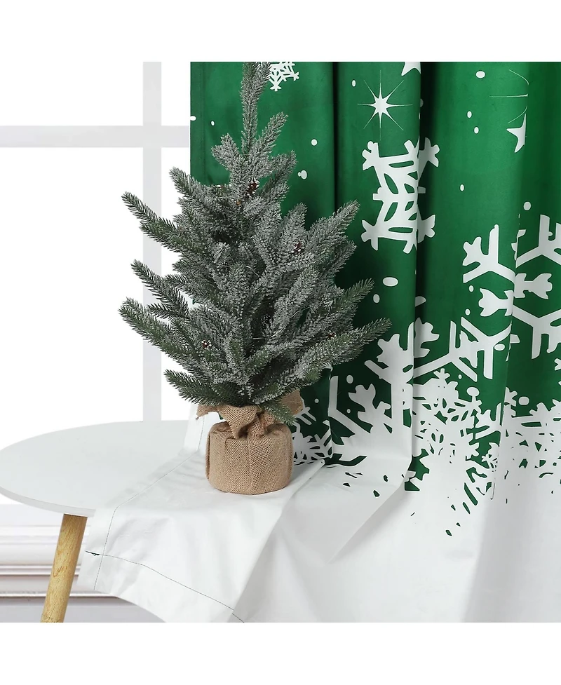 Christmas Curtains, Set of 2 Velvet Panels for Living Room, 84" Long Floral Snowflake Thermal Insulated Room Darkening 52 x 84 Inches
