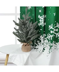 Christmas Curtains, Set of 2 Velvet Panels for Living Room, 84" Long Floral Snowflake Thermal Insulated Room Darkening 52 x 84 Inches
