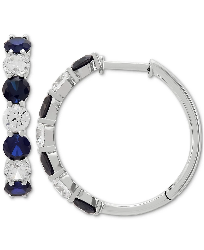 Grown With Love Lab Emerald (1-7/8 ct. t.w.) & Diamond (1-1/2 Small Hoop Earrings 14k Gold, 0.82" (Also Ruby