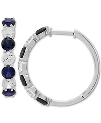 Grown With Love Lab Emerald (1-7/8 ct. t.w.) & Diamond (1-1/2 Small Hoop Earrings 14k Gold, 0.82" (Also Ruby