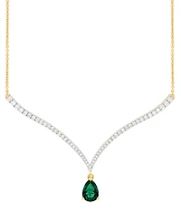 Grown With Love Emerald (1-1/2 ct. t.w.) & Lab Diamond (1 Fancy 18" Pendant Necklace 14k Gold (Also Ruby S