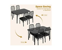 gaomon Glass Dining Table Set for 4, Kitchen Table Chairs Set of 4 with Comfortable Pu Cushion, Dining Room Table Set for 4 with Kitchen Chairs Furnit