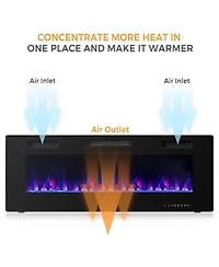 Sugift 50 Inch Recessed Ultra Thin Electric Fireplace with Timer