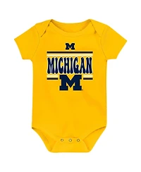 Outerstuff Newborn Navy Michigan Wolverines Sunday Comics 3-Pack Bodysuit Set