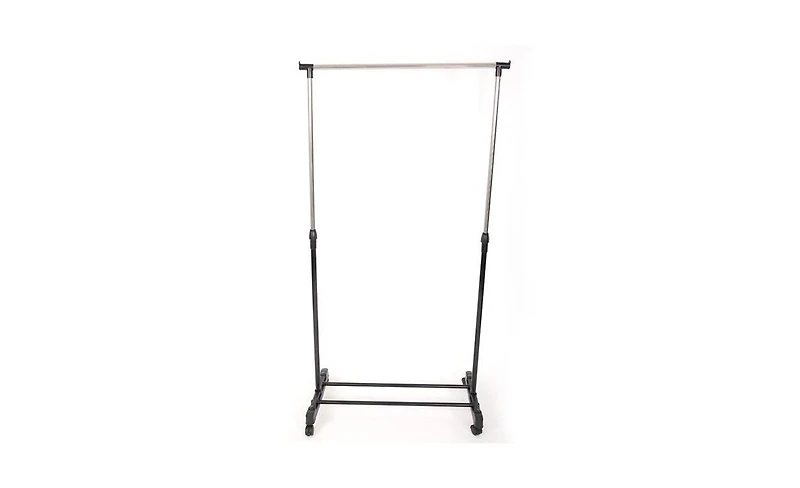 Slickblue Vertical & Horizontal Stretching Clothes Rack with Shoe Shelf - Single-Bar Design